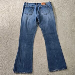 Levi's Women's Boot Cut Jeans Blue Denim Size 12 Long Light Wash Distressing